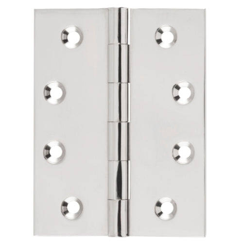 Hinge Fixed Pin Polished Nickel H100xW75xT3mm in Polished Nickel