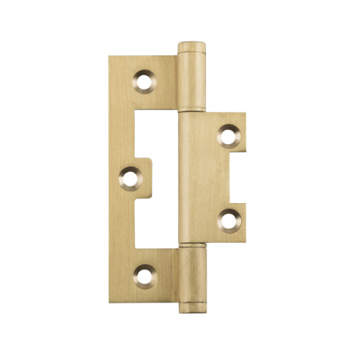 Tradco Hirline hinge featuring durable metal construction and a polished finish, suitable for cabinetry and furniture doors.