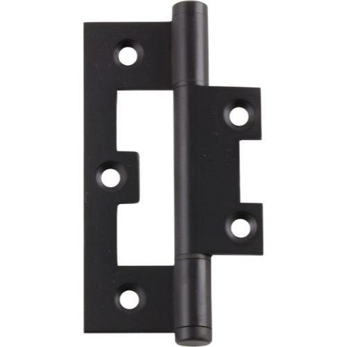 Tradco Hirline hinge showing polished metal finish and mounting plates for cabinet or door installation.