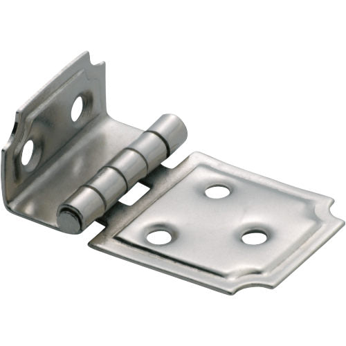 Tradco Square Offset Hinge showing metal hinge with square edges and mounting plates, used for cabinet or door installation.