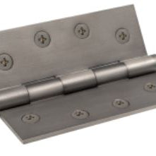Brass Hinge, Fixed Pin, Flat Tip, 101.6mm x 76.2mm in Graphite Nickel
