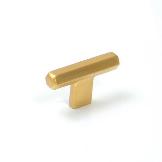 HENDRIX T KNOB 60MM BRUSHED SATIN BRASS in Brushed Satin Brass