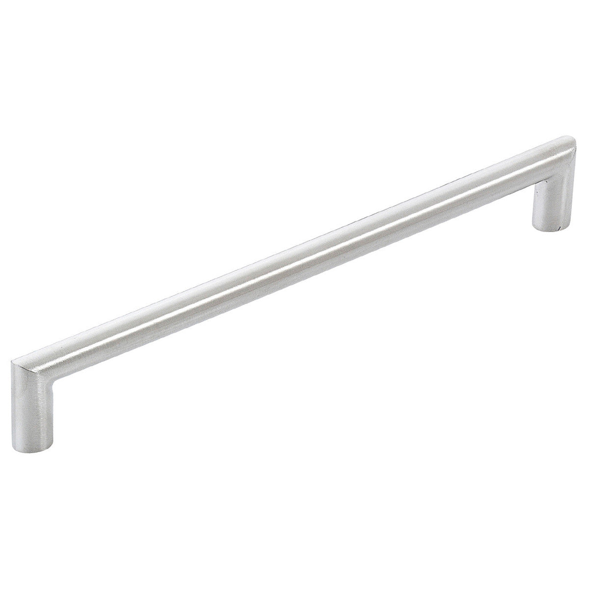Stainless steel Momo BERGAMO cabinet pull handle with sleek design, mounted on a cabinet door for modern kitchen or furniture decor.