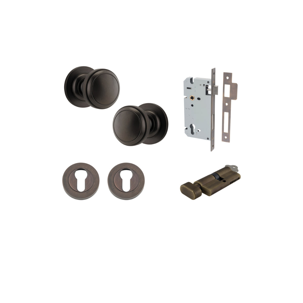 Door Knob Paddington Round Rose Concealed Fix Signature Brass D54xP68mm BP58mm Entrance Kit, Mortice Lock Euro Signature Brass CTC85mm Backset 60mm, Euro Cylinder Key Thumb 6 Pin Signature Brass L70mm KA1, Escutcheon Euro Concealed Fix Round Pair … in Signature Brass