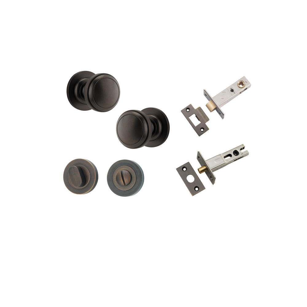 Door Knob Paddington Round Rose Concealed Fix Signature Brass D54xP68mm BP58mm Privacy Kit, Tube Latch Split Cam 'T' Striker Signature Brass Backset 60mm, Privacy Bolt Round Bolt Signature Brass Backset 60mm, Privacy Turn Oval Concealed Fix Round … in Signature Brass
