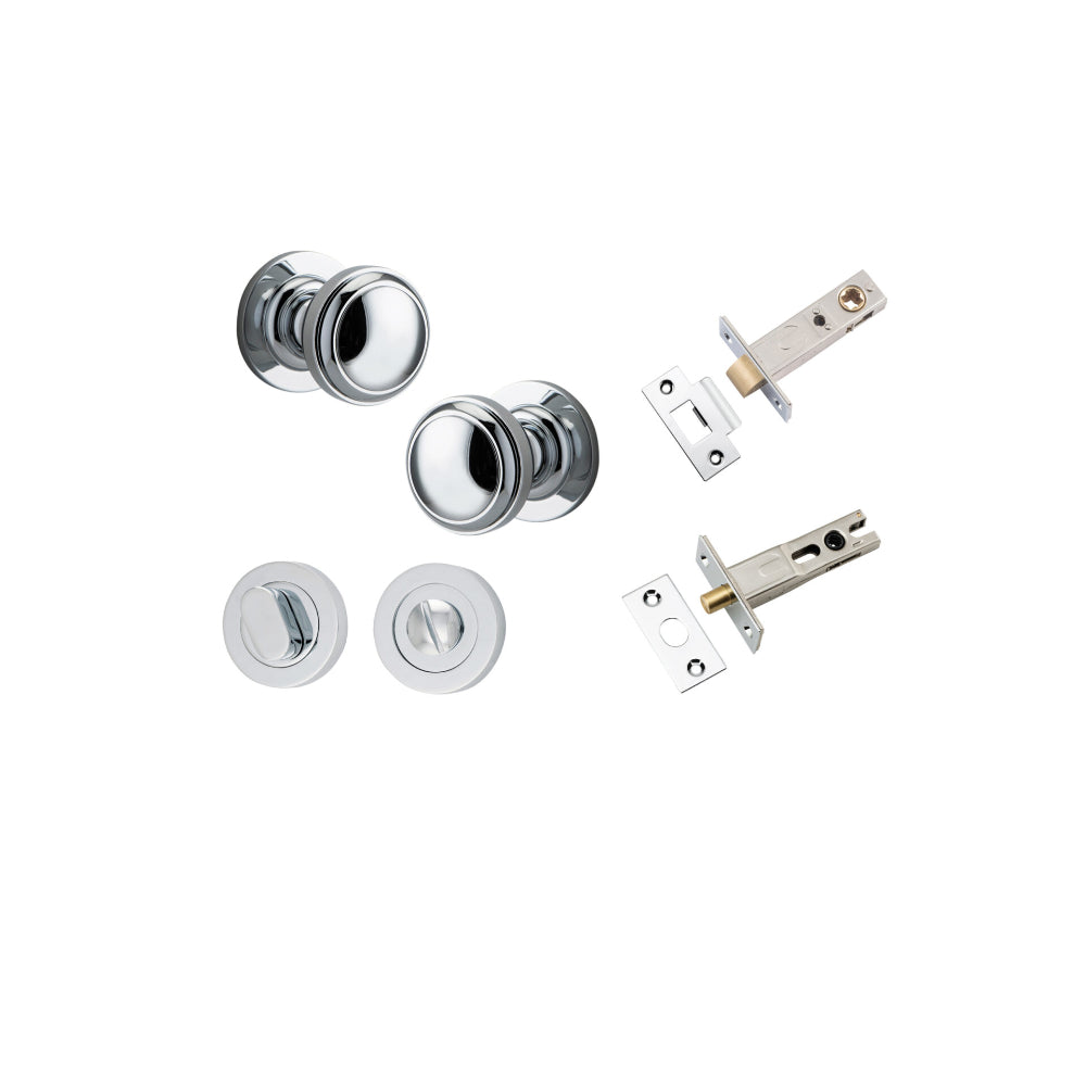 Door Knob Paddington Round Rose Concealed Fix Polished Chrome D54xP68mm BP58mm Privacy Kit, Tube Latch Split Cam 'T' Striker Polished Chrome Backset 60mm, Privacy Bolt Round Bolt Polished Chrome Backset 60mm, Privacy Turn Oval Concealed Fix Round … in Polished Chrome