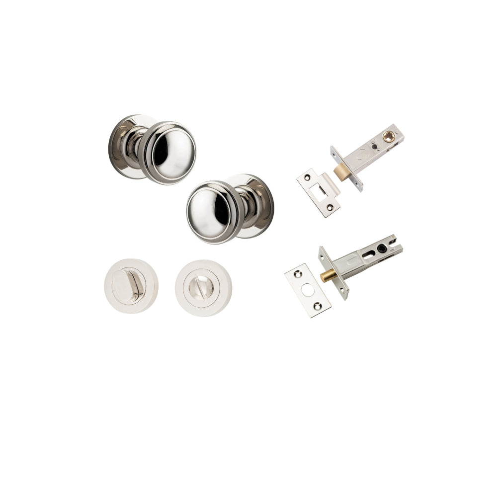 Door Knob Paddington Round Rose Concealed Fix Polished Nickel D54xP68mm BP58mm Privacy Kit, Tube Latch Split Cam 'T' Striker Polished Nickel Backset 60mm, Privacy Bolt Round Bolt Polished Nickel Backset 60mm, Privacy Turn Oval Concealed Fix Round … in Polished Nickel