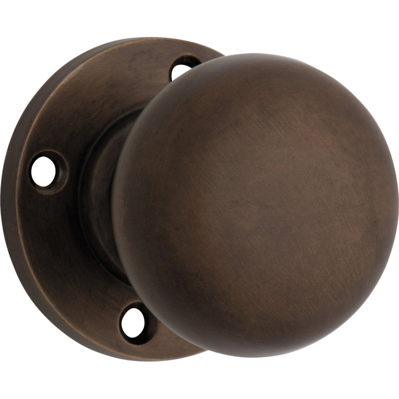 Door Knob Retro Fit Round Rose Pair Antique Brass D54xP59mm BP60mm in Antique Brass