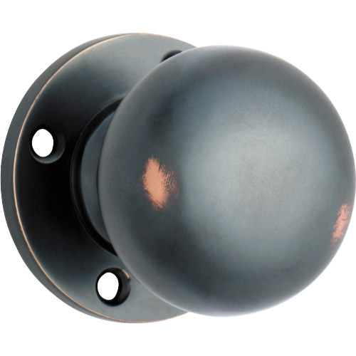 Door Knob Retro Fit Round Rose Pair Antique Copper D54xP59mm BP60mm in Antique Copper
