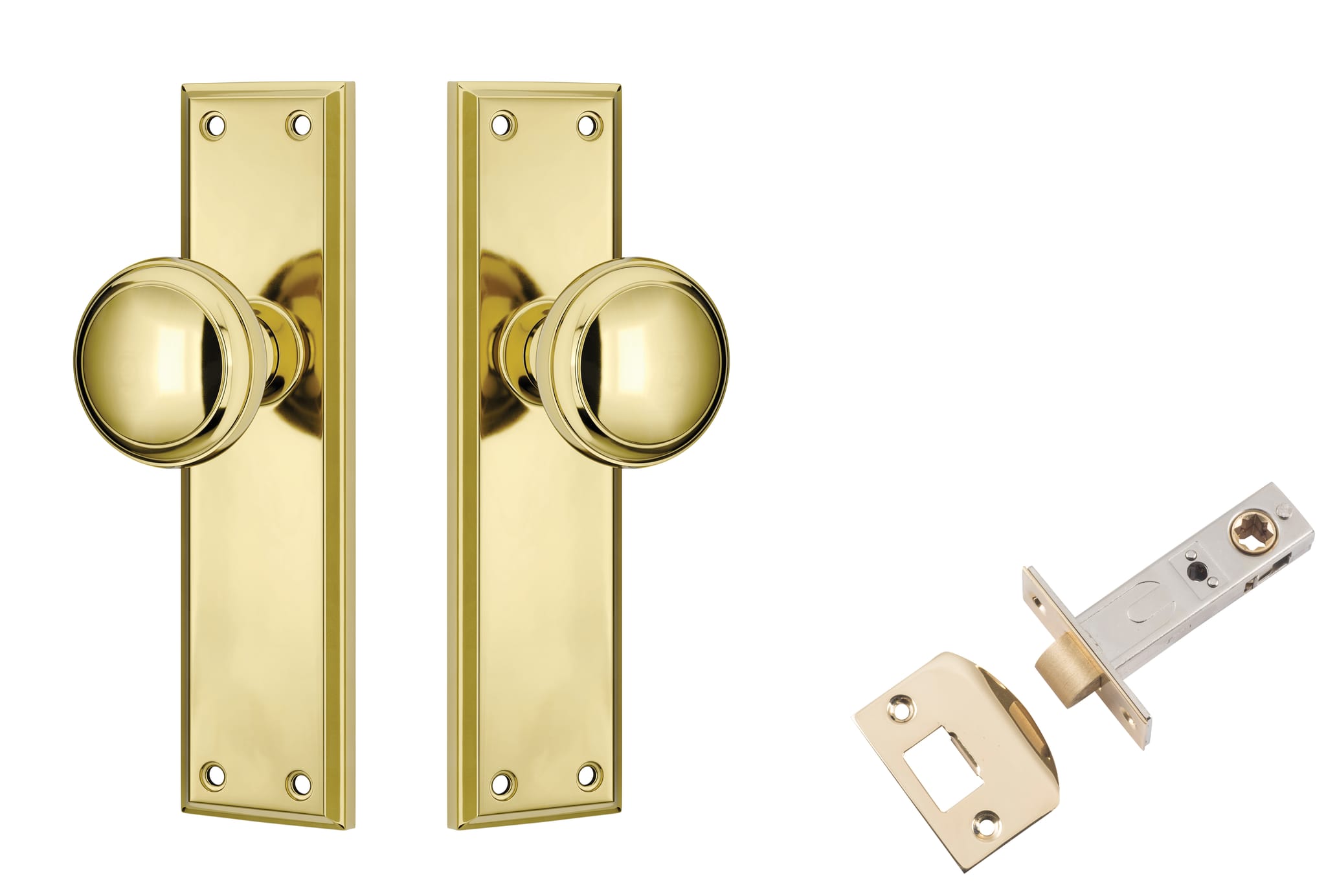 Door Knob Milton Polished Brass Passage Set in Polished Brass