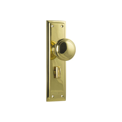Door Knob Milton Privacy Pair Polished Brass H200xW50xP73mm in Polished Brass