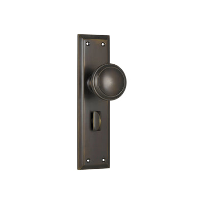 Door Knob Milton Privacy Pair Antique Brass H200xW50xP73mm in Antique Brass