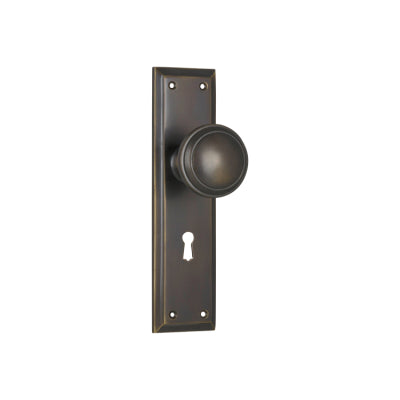 Door Knob Milton Lock Pair Antique Brass H200xW50xP73mm in Antique Brass