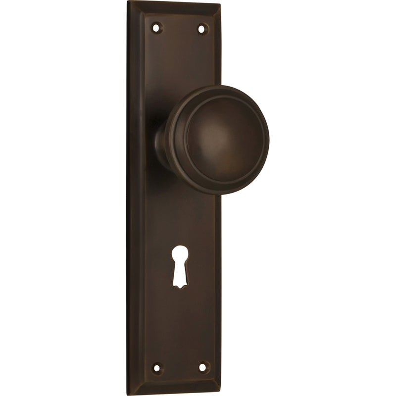 Door Knob Milton Lock Pair Antique Brass H200xW50xP73mm in Antique Brass