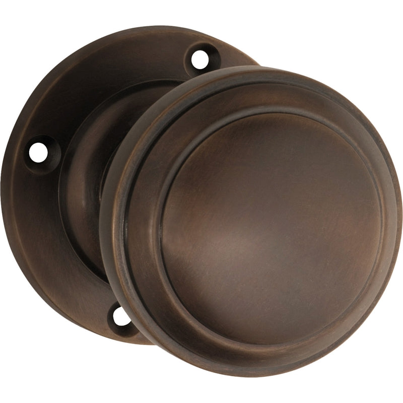 Door Knob Milton Round Rose Pair Antique Brass D54xP65mm BP57mm in Antique Brass