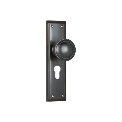 Door Knob Milton Euro Pair Antique Copper H200xW50xP73mm in Antique Copper
