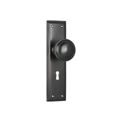 Door Knob Milton Lock Pair Antique Copper H200xW50xP73mm in Antique Copper