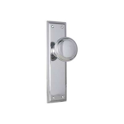 Door Knob Milton Latch Pair Chrome Plated H200xW50xP73mm in Chrome Plated