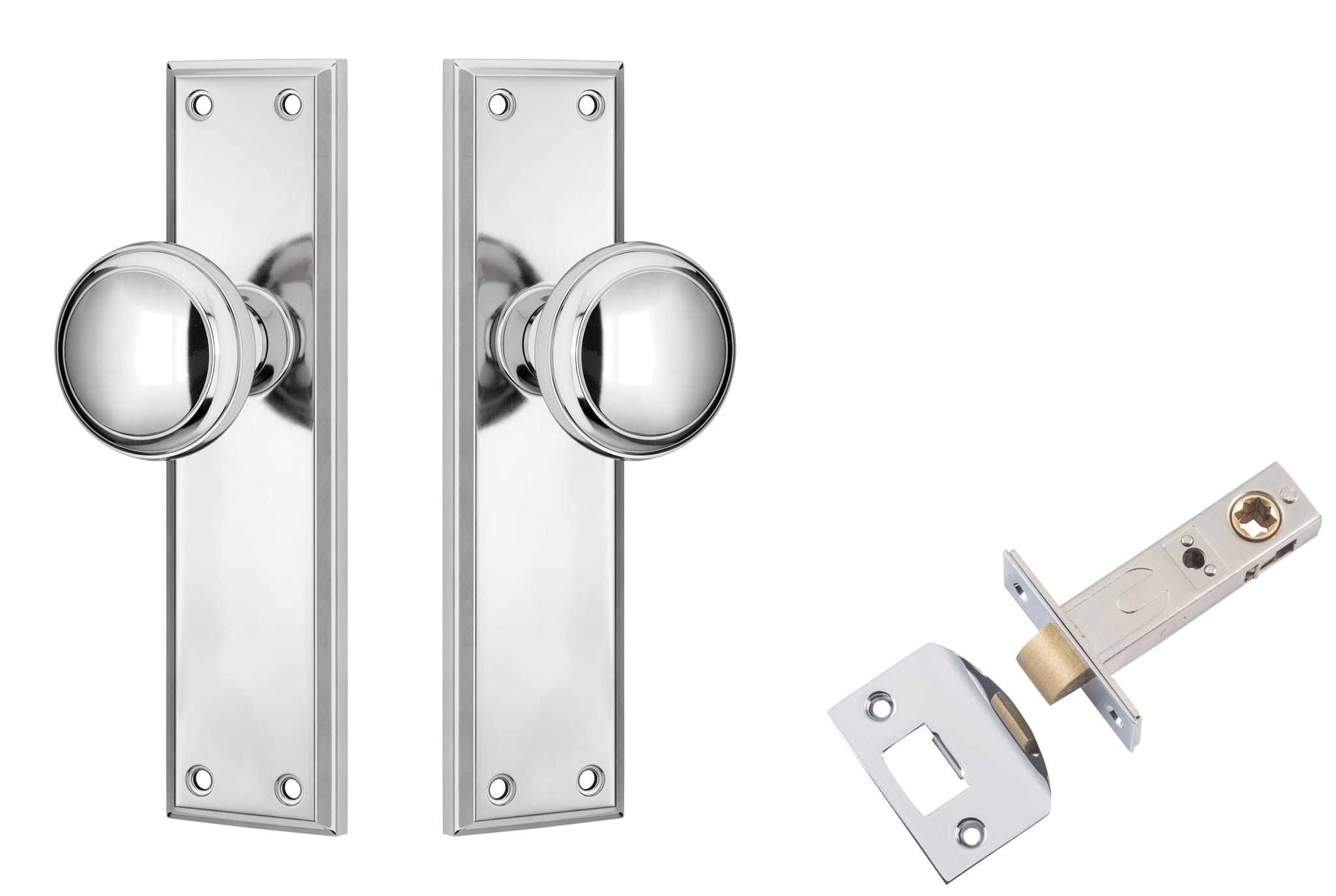 Door Knob Milton Chrome Plated Passage Set in Chrome Plated