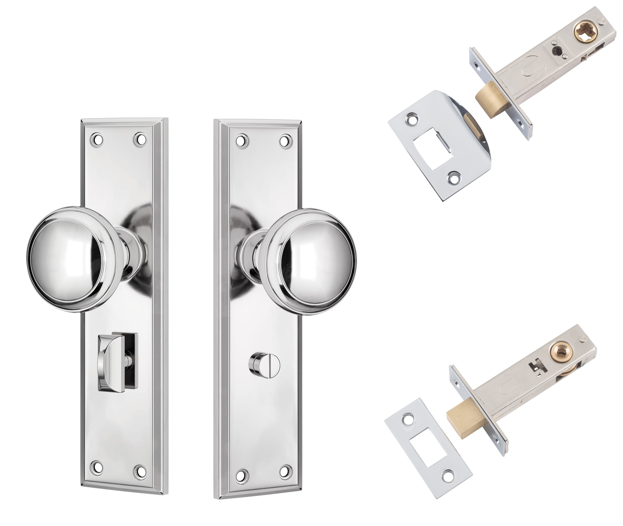 Door Knob Milton Chrome Plated Privacy Set in Chrome Plated