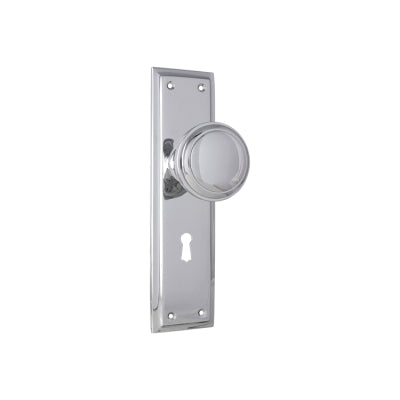 Door Knob Milton Lock Pair Chrome Plated H200xW50xP73mm in Chrome Plated