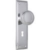 Door Knob Milton Lock Pair Chrome Plated H200xW50xP73mm in Chrome Plated