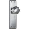 Door Knob Milton Latch Pair Satin Chrome H200xW50xP73mm in Satin Chrome