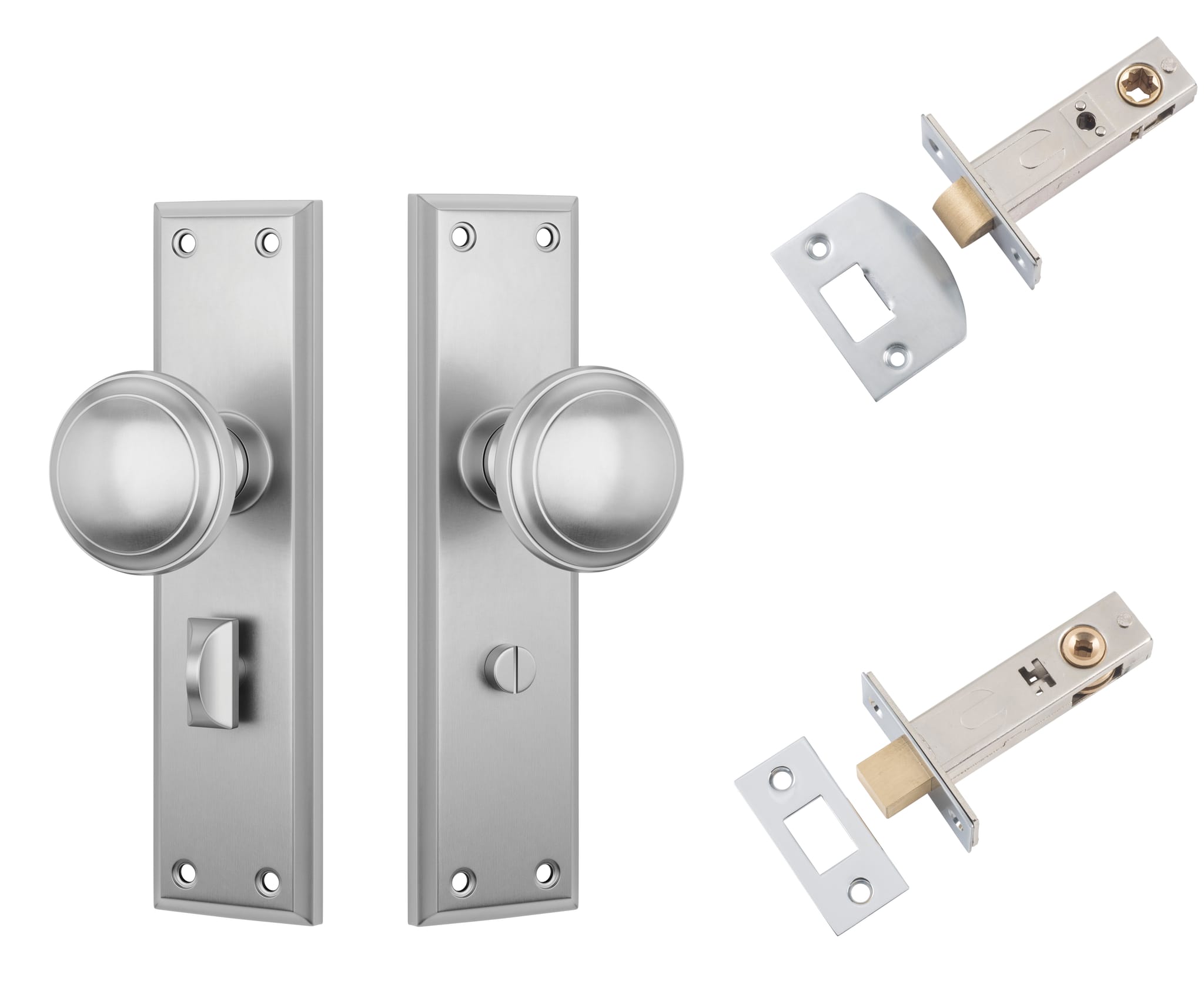Door Knob Milton Satin Chrome Privacy Set in Satin Chrome