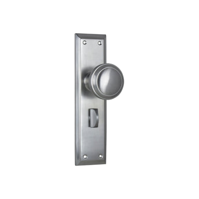 Door Knob Milton Privacy Pair Satin Chrome H200xW50xP73mm in Satin Chrome