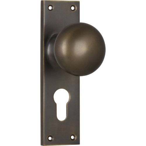 Door Knob Victorian Euro Pair Antique Brass H152xW42xP75mm in Antique Brass