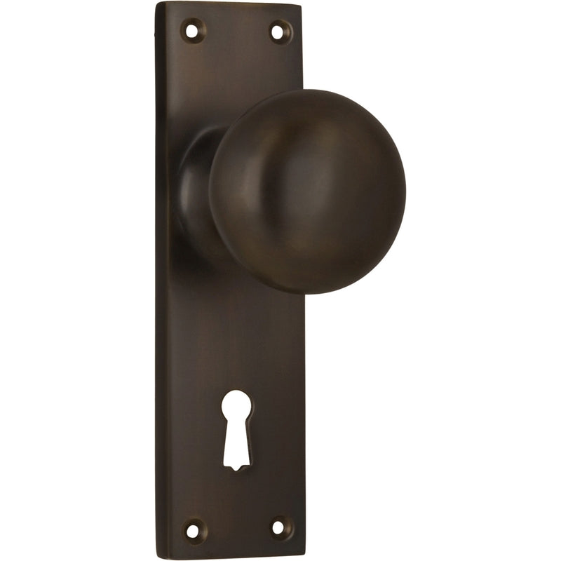 Door Knob Victorian Lock Pair Antique Brass H152xW42xP75mm in Antique Brass