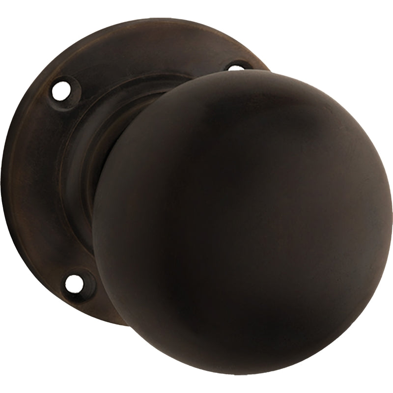 Door Knob Victorian Round Rose Pair Antique Brass D54xP65mm BP57mm in Antique Brass