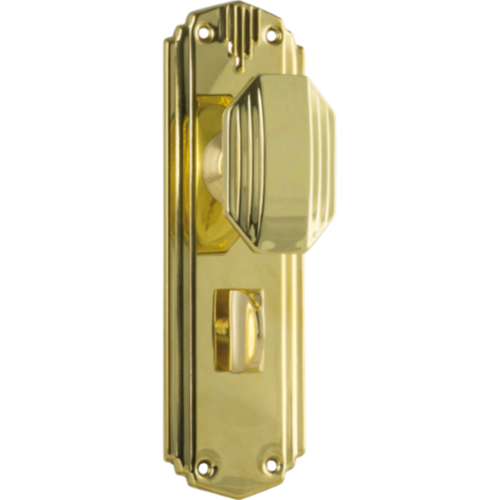 Door Knob Napier Art Deco Privacy Pair Polished Brass H178xW54xP50mm in Polished Brass