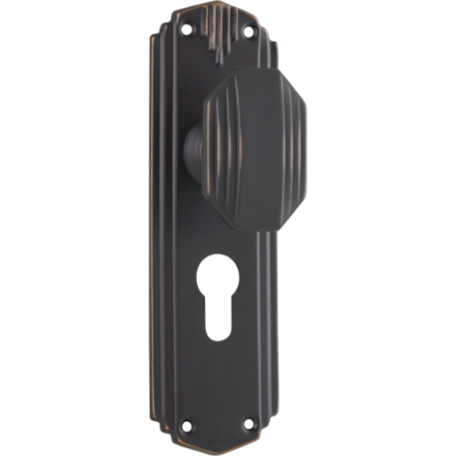 Door Knob Napier Art Deco Euro Pair Antique Copper H178xW54xP50mm in Antique Copper