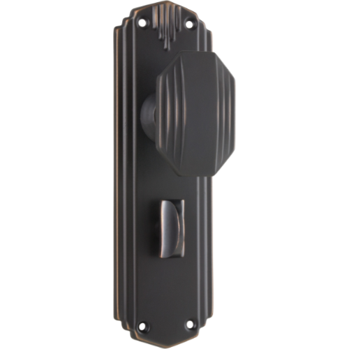 Door Knob Napier Art Deco Privacy Pair Antique Copper H178xW54xP50mm in Antique Copper