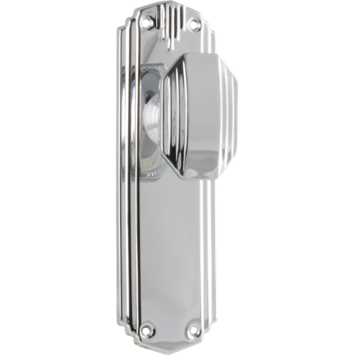 Door Knob Napier Art Deco Latch Pair Chrome Plated H178xW54xP50mm in Chrome Plated