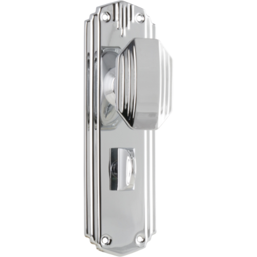 Door Knob Napier Art Deco Privacy Pair Chrome Plated H178xW54xP50mm in Chrome Plated