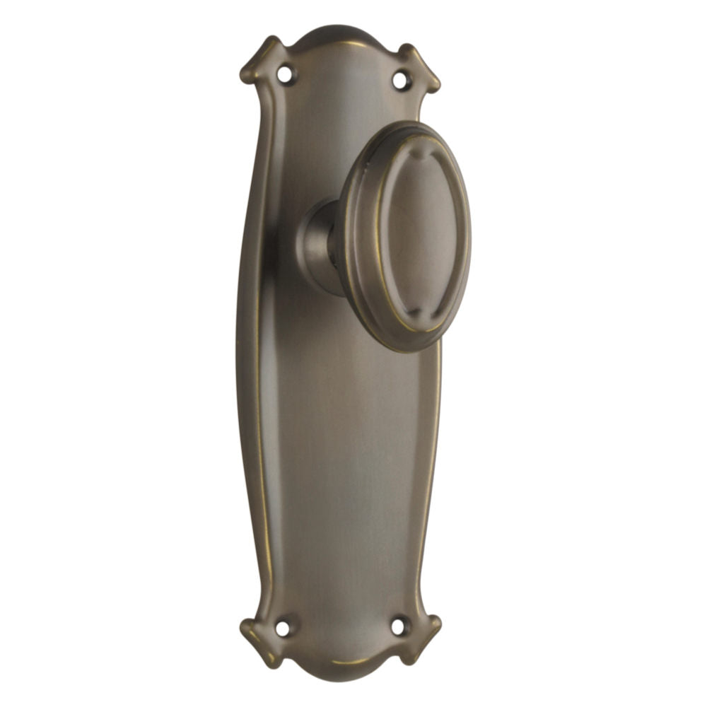Door Knob Bungalow Latch Pair Antique Brass H197xW68xP60mm in Antique Brass