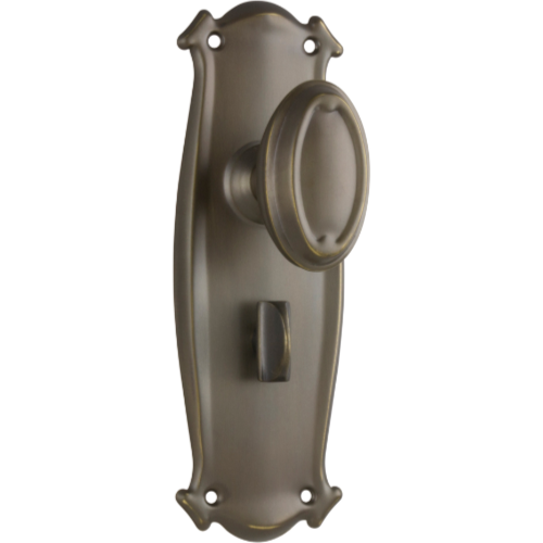 Door Knob Bungalow Privacy Pair Antique Brass H197xW68xP60mm in Antique Brass