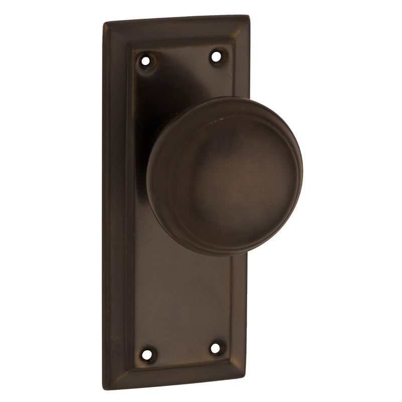 Door Knob Richmond Latch Pair Antique Brass H125xW50xP62mm in Antique Brass