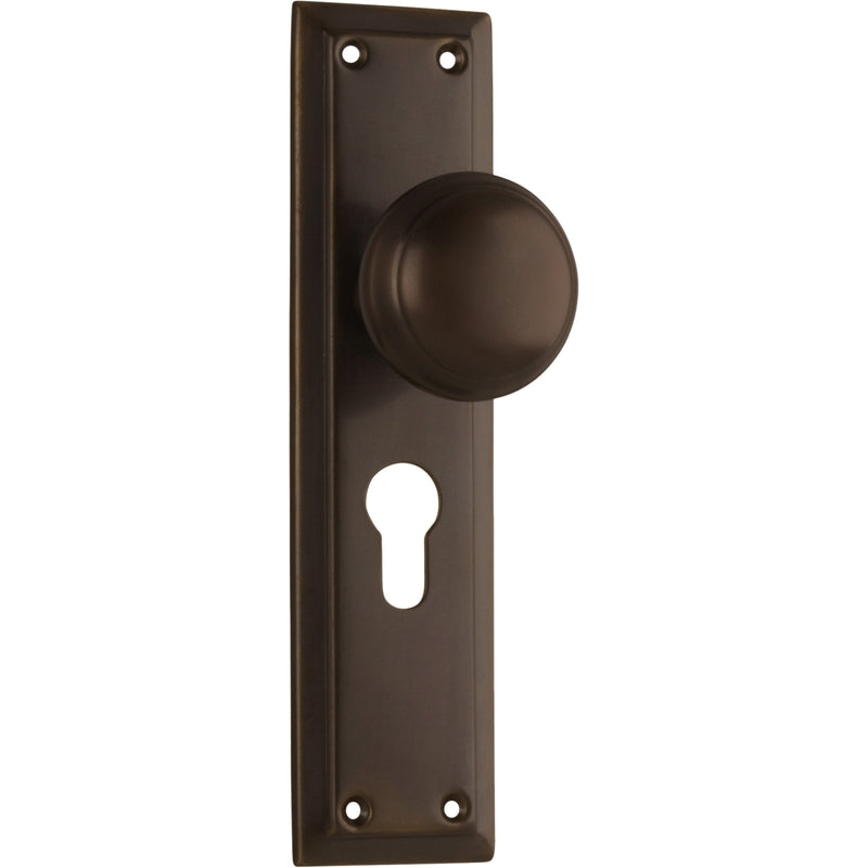 Door Knob Richmond Euro Pair Antique Brass H200xW50xP62mm in Antique Brass