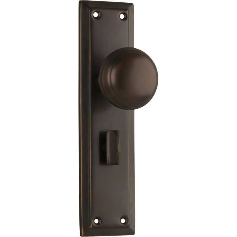 Door Knob Richmond Privacy Pair Antique Brass H200xW50xP62mm in Antique Brass