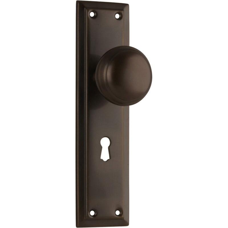 Door Knob Richmond Lock Pair Antique Brass H200xW50xP62mm in Antique Brass