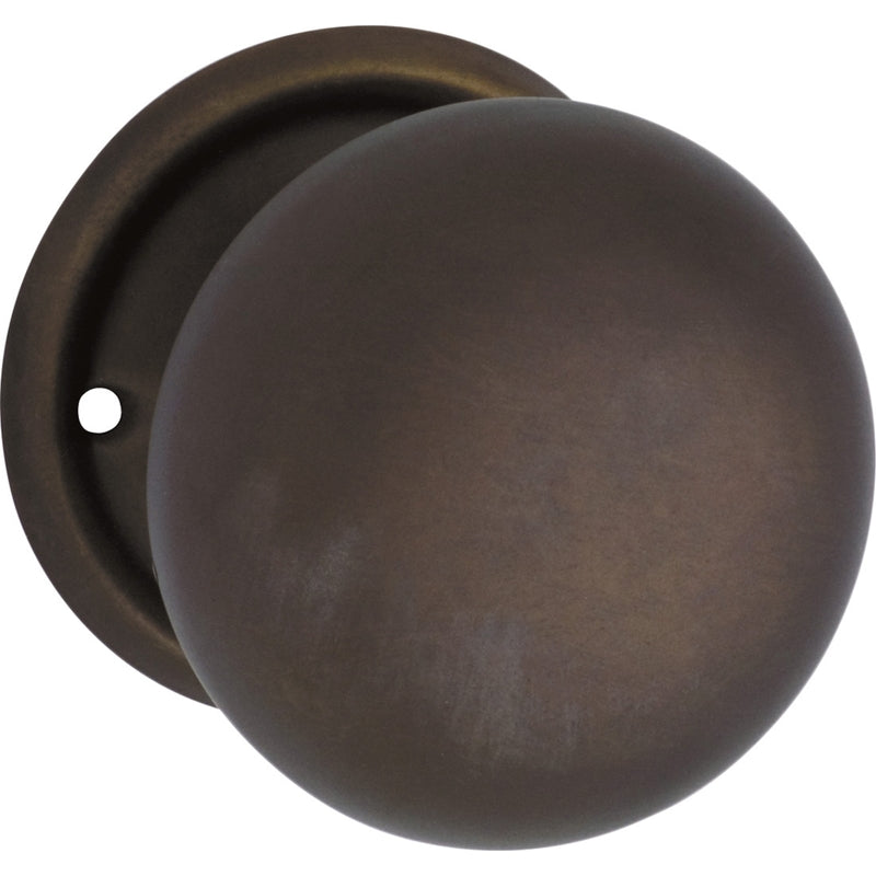 Door Knob Plain Round Rose Pair Antique Brass D54xP53mm BP54mm in Antique Brass