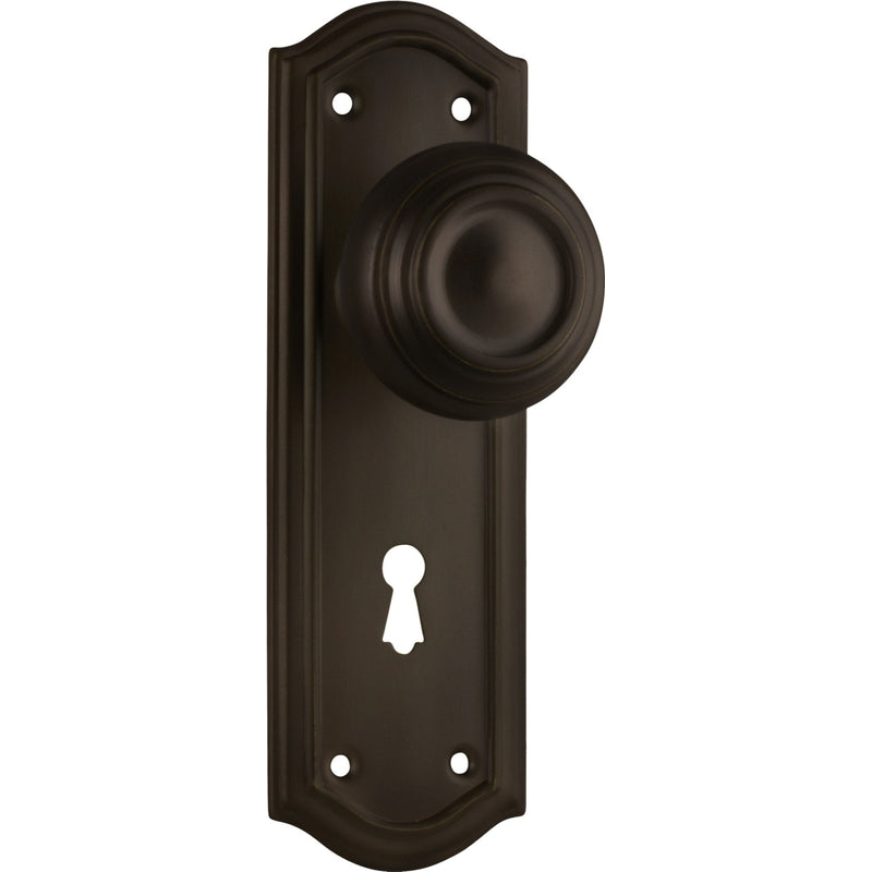 Door Knob Kensington Lock Pair Antique Brass H175xP57xW58mm in Antique Brass