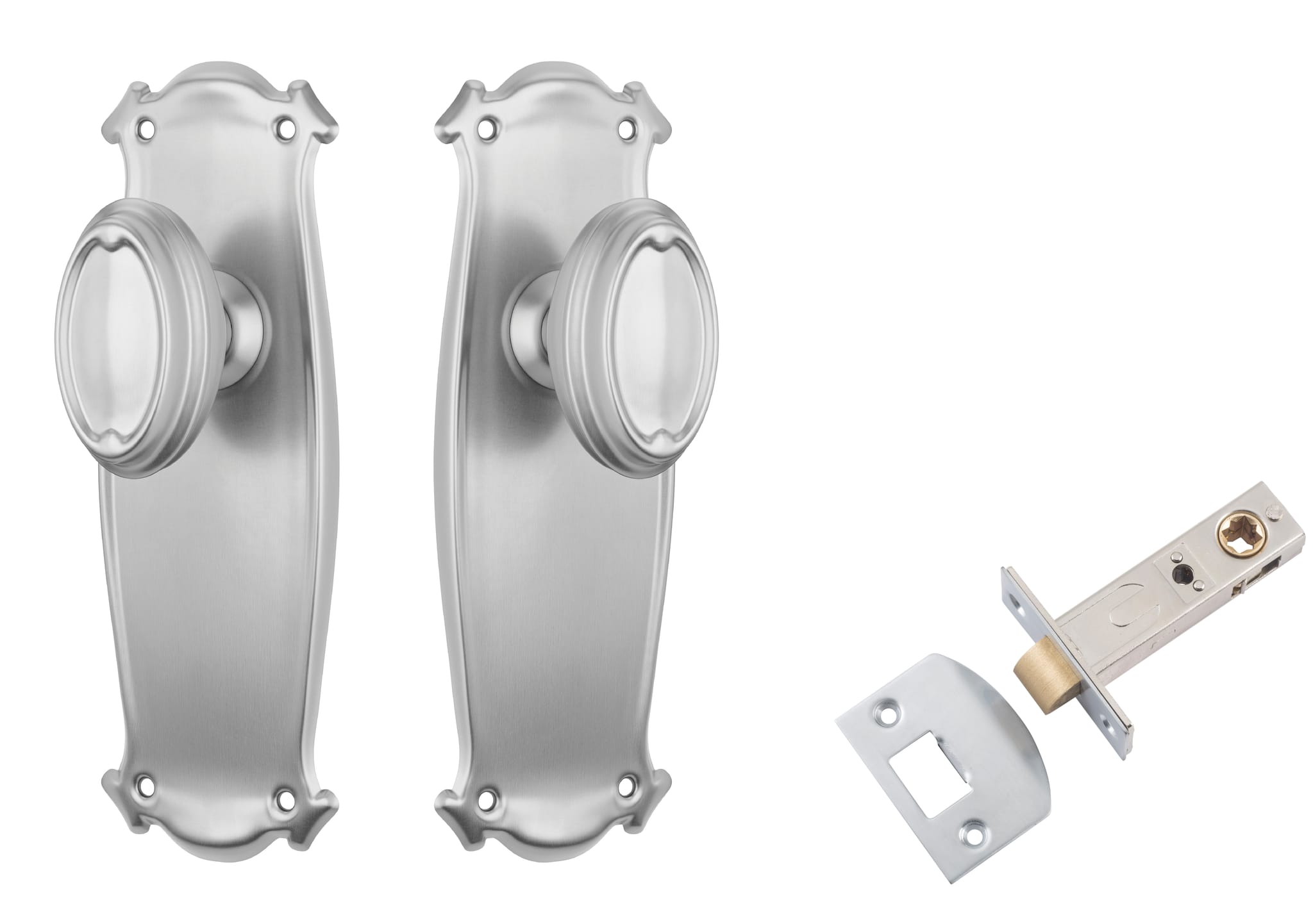 Door Knob Bungalow Satin Chrome Passage Set in Satin Chrome