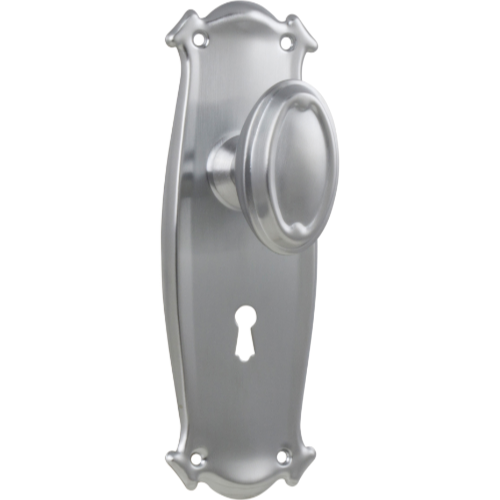 Door Knob Bungalow Lock Pair Satin Chrome H197xW68xP60mm in Satin Chrome