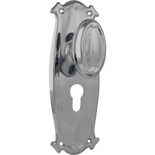 Door Knob Bungalow Euro Pair Chrome Plated H197xW68xP60mm in Chrome Plated