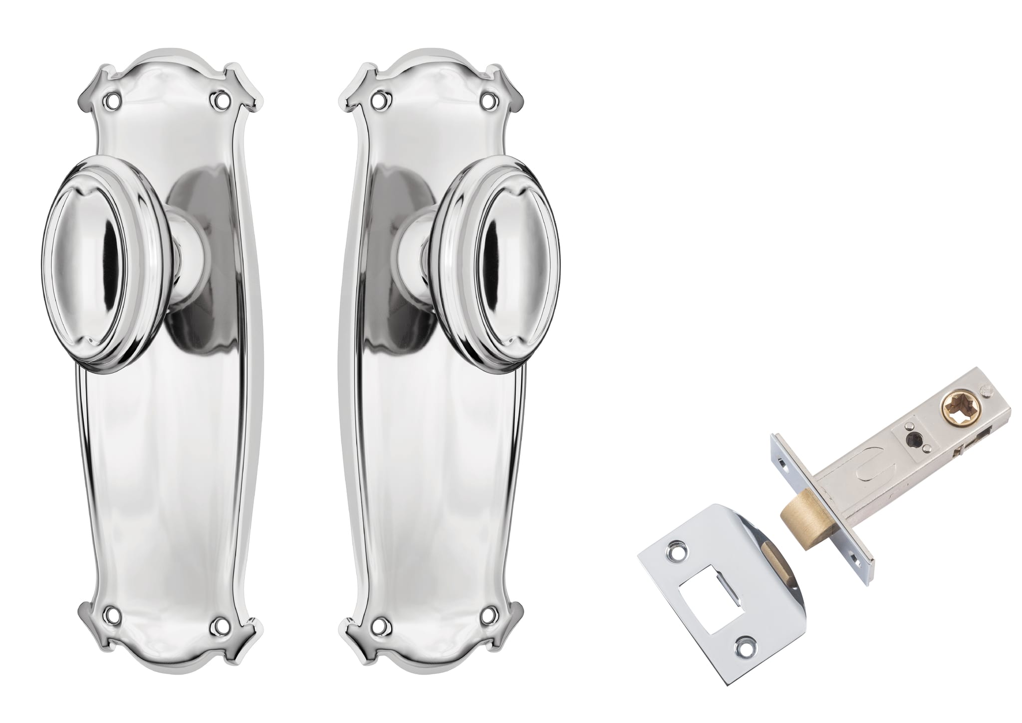 Door Knob Bungalow Chrome Plated Passage Set in Chrome Plated
