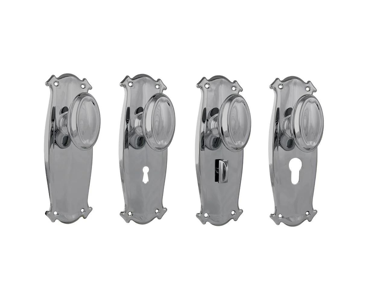 Door Knob Bungalow Lock Pair Chrome Plated H197xW68xP60mm in Chrome Plated